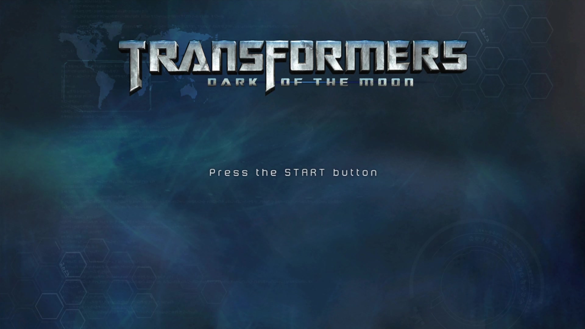 Transformers: Dark of the Moon title screen for Xbox 360